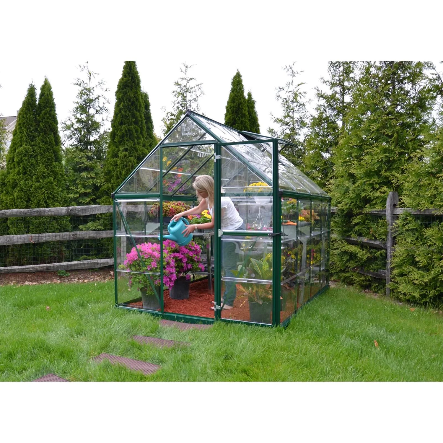 Palram 6 X 8ft Canopia Harmony Greenhouse - Green 5 Palram 6 X 8ft Canopia Harmony Greenhouse - Green - Image 3