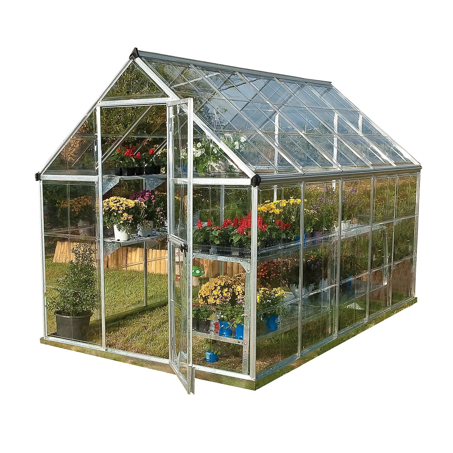 Palram 6 X 10ft Canopia Harmony Greenhouse - Silver 3 Palram 6 X 10ft Canopia Harmony Greenhouse - Silver