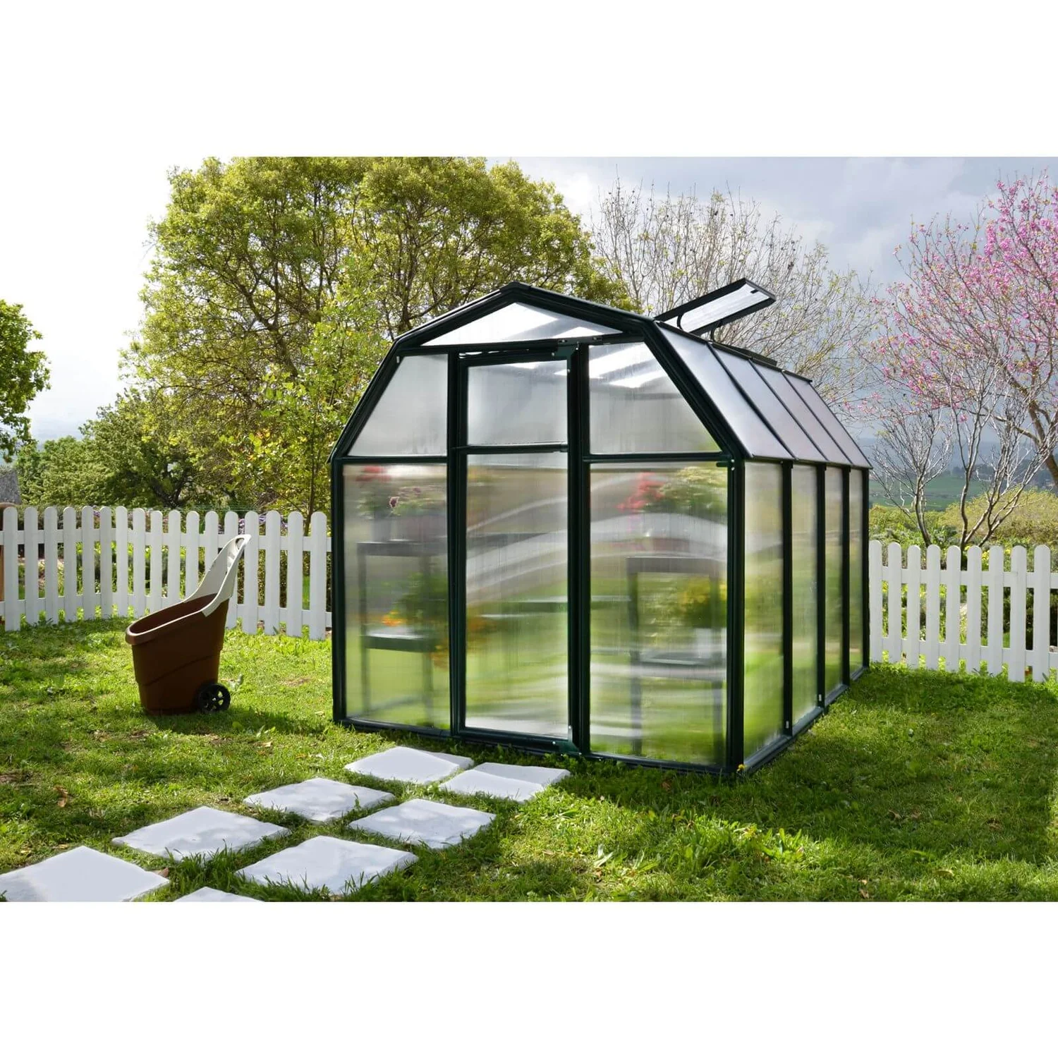 Palram 6 X 8ft Canopia Eco Grow Greenhouse - Green 7 Palram 6 X 8ft Canopia Eco Grow Greenhouse - Green - Image 5