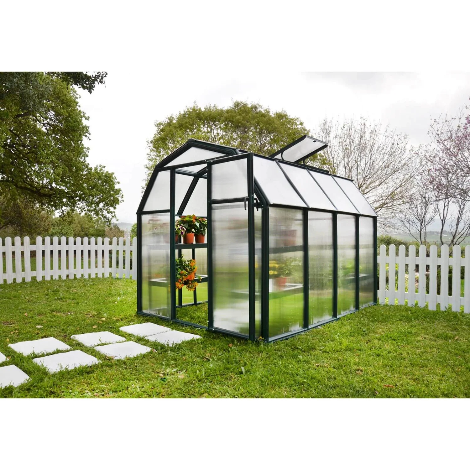 Palram 6 X 8ft Canopia Eco Grow Greenhouse - Green 8 Palram 6 X 8ft Canopia Eco Grow Greenhouse - Green - Image 6