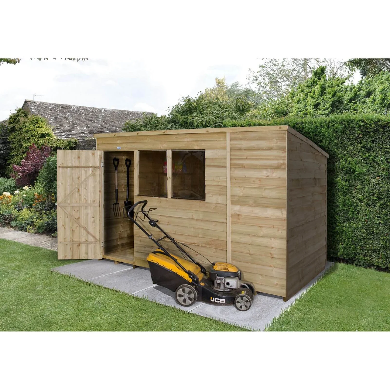 10x6ft Forest Natural Timber Overlap Pent Pressure Treated Wooden Shed 4 10x6ft Forest Natural Timber Overlap Pent Pressure Treated Wooden Shed - Image 2