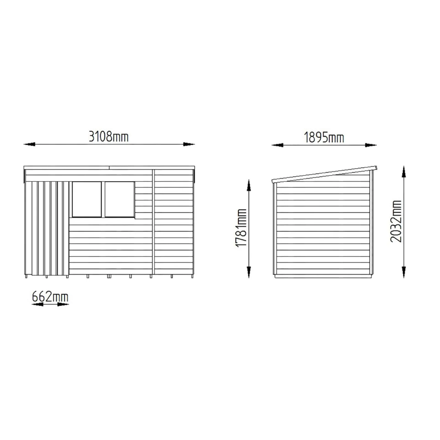 10x6ft Forest Natural Timber Overlap Pent Pressure Treated Wooden Shed 8 10x6ft Forest Natural Timber Overlap Pent Pressure Treated Wooden Shed - Image 6