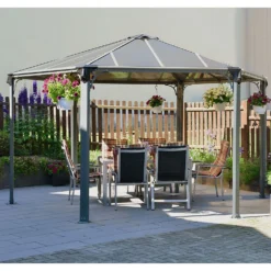 Palram - Canopia Monaco Hexagonal Garden Gazebo Grey -Garden Care Specialty Shop 12810973 1644924172856303