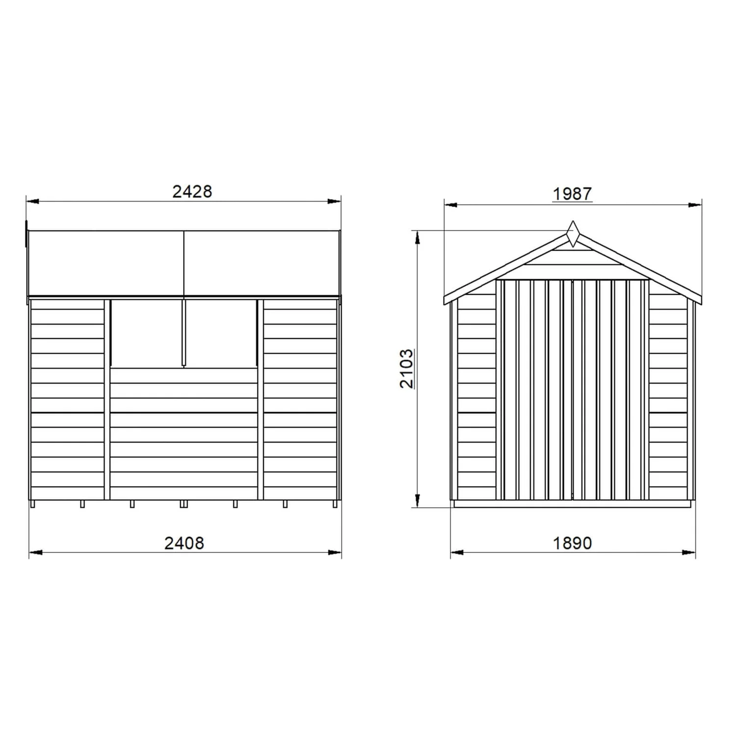 Forest 8 X 6ft Overlap Pressure Treated Apex Shed - Double Door - Incl. Installation 11 Forest 8 X 6ft Overlap Pressure Treated Apex Shed - Double Door - Incl. Installation - Image 9