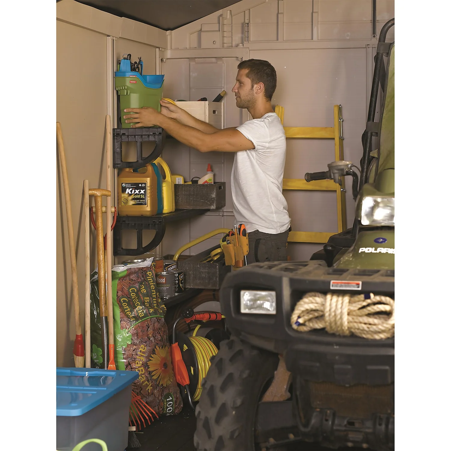 Keter Factor 8 X 8ft Outdoor Garden Apex Storage Shed - Beige/Brown 5 Keter Factor 8 X 8ft Outdoor Garden Apex Storage Shed - Beige/Brown - Image 3