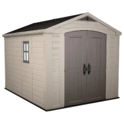 Keter Factor 8 X 11ft Outdoor Garden Apex Storage Shed - Beige/Brown