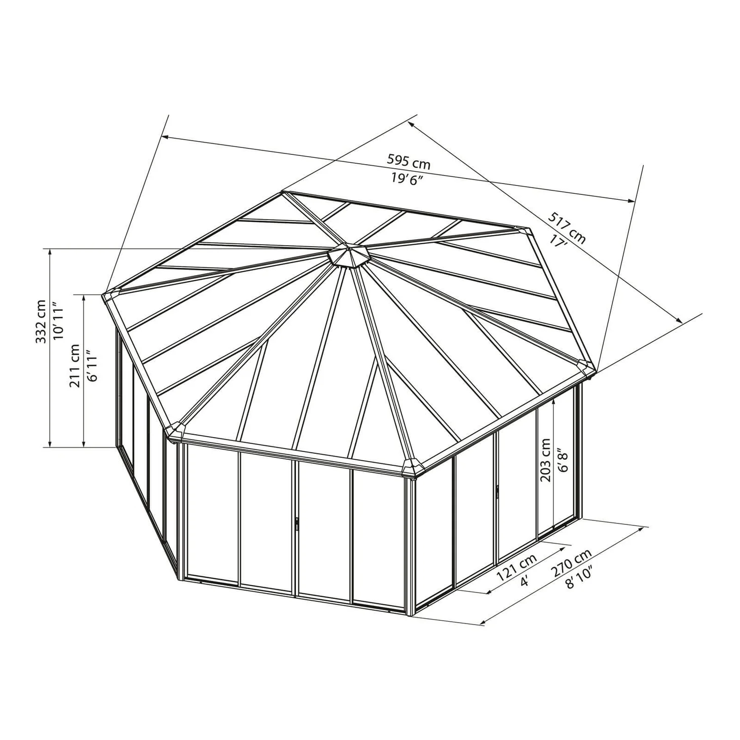 Palram - Canopia Garda Garden Conservatory Grey Bronze 10 Palram - Canopia Garda Garden Conservatory Grey Bronze - Image 8
