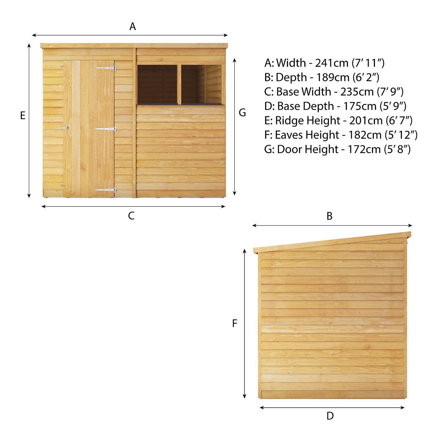 Mercia 8 X 6ft Overlap Pent Shed - Incl. Installation 12 Mercia 8 X 6ft Overlap Pent Shed - Incl. Installation - Image 10