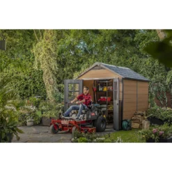 Keter Newton 7.5 X 9ft Outdoor Plastic Garden Storage Shed - Brown -Garden Care Specialty Shop 12833042 2074843484722095