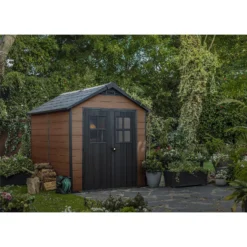 Keter Newton 7.5 X 9ft Outdoor Plastic Garden Storage Shed - Brown -Garden Care Specialty Shop 12833042 4094843484755167