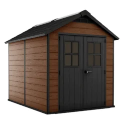 Keter Newton 7.5 X 9ft Outdoor Plastic Garden Storage Shed - Brown