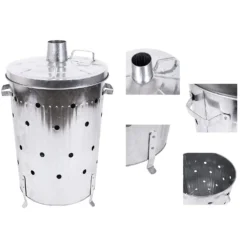 None Garden Galvanised Steel Incinerator / Fire Bin With Lid - 85L -Garden Care Specialty Shop 12834094 2165030658620550