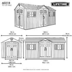 Lifetime 15x8 Ft Rough Cut Dual Entry Outdoor Storage Shed -Garden Care Specialty Shop 12836588 1135012583953943