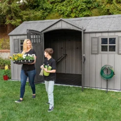 Lifetime 15x8 Ft Rough Cut Dual Entry Outdoor Storage Shed -Garden Care Specialty Shop 12836588 1785012583727485