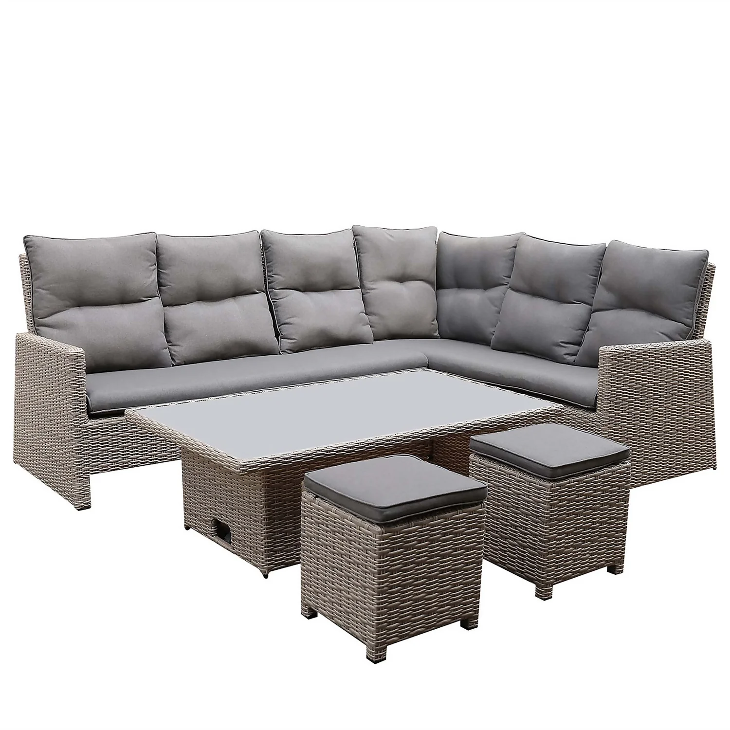 Mortimer Grey Rattan Garden Corner Sofa Set 6 Mortimer Grey Rattan Garden Corner Sofa Set - Image 4