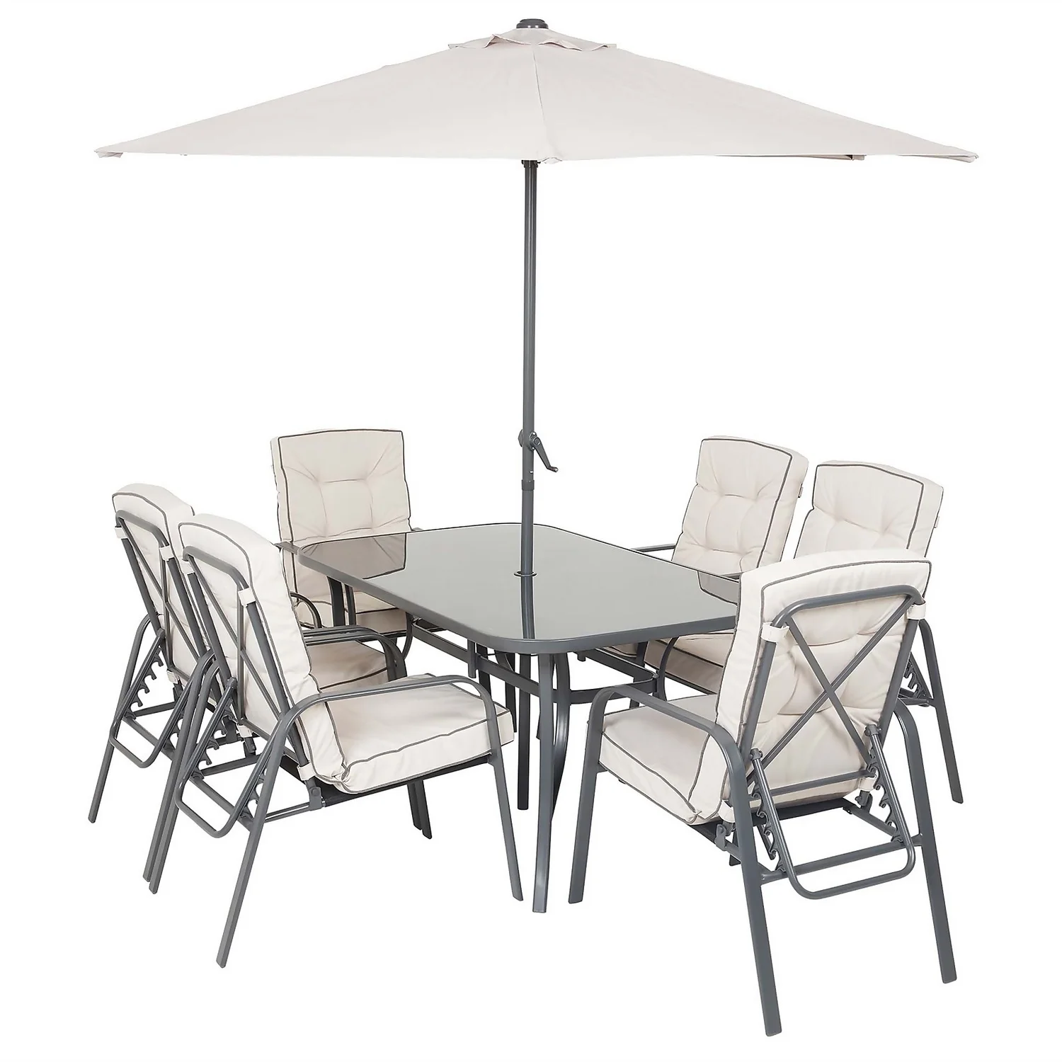Rowly 6 Seater Garden Dining Set With Parasol 4 Rowly 6 Seater Garden Dining Set With Parasol - Image 2