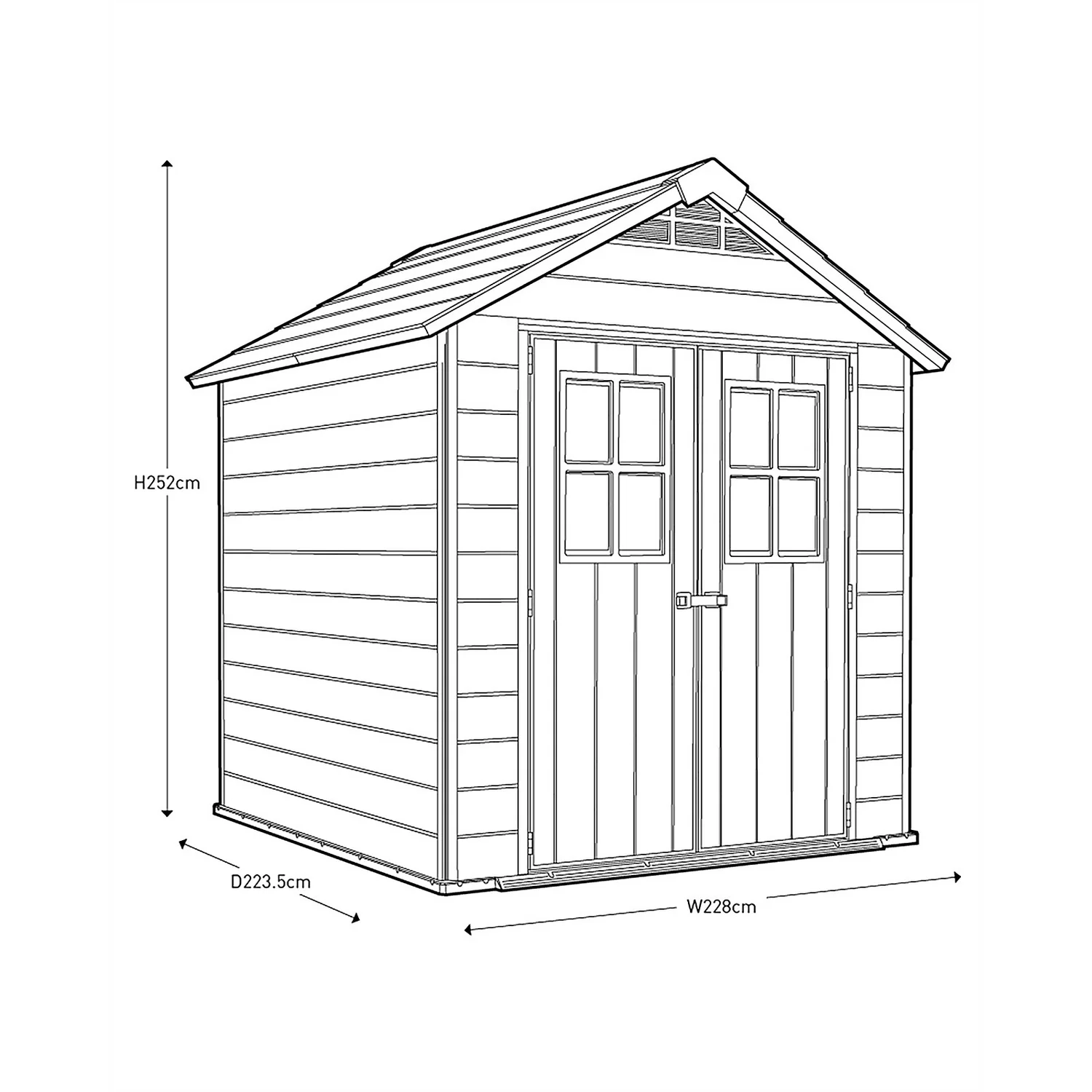 Keter Newton 7.5 X 7ft Outdoor Plastic Garden Storage Shed - Brown 5 Keter Newton 7.5 X 7ft Outdoor Plastic Garden Storage Shed - Brown - Image 3