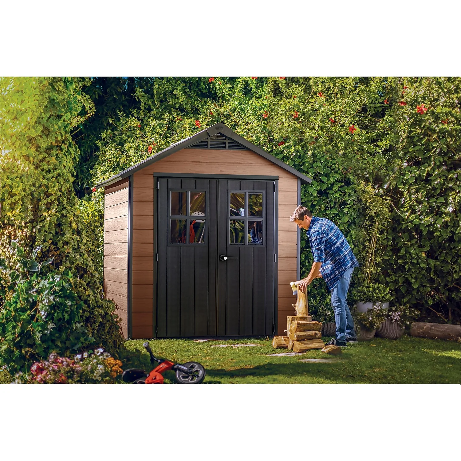 Keter Newton 7.5 X 7ft Outdoor Plastic Garden Storage Shed - Brown 11 Keter Newton 7.5 X 7ft Outdoor Plastic Garden Storage Shed - Brown - Image 9