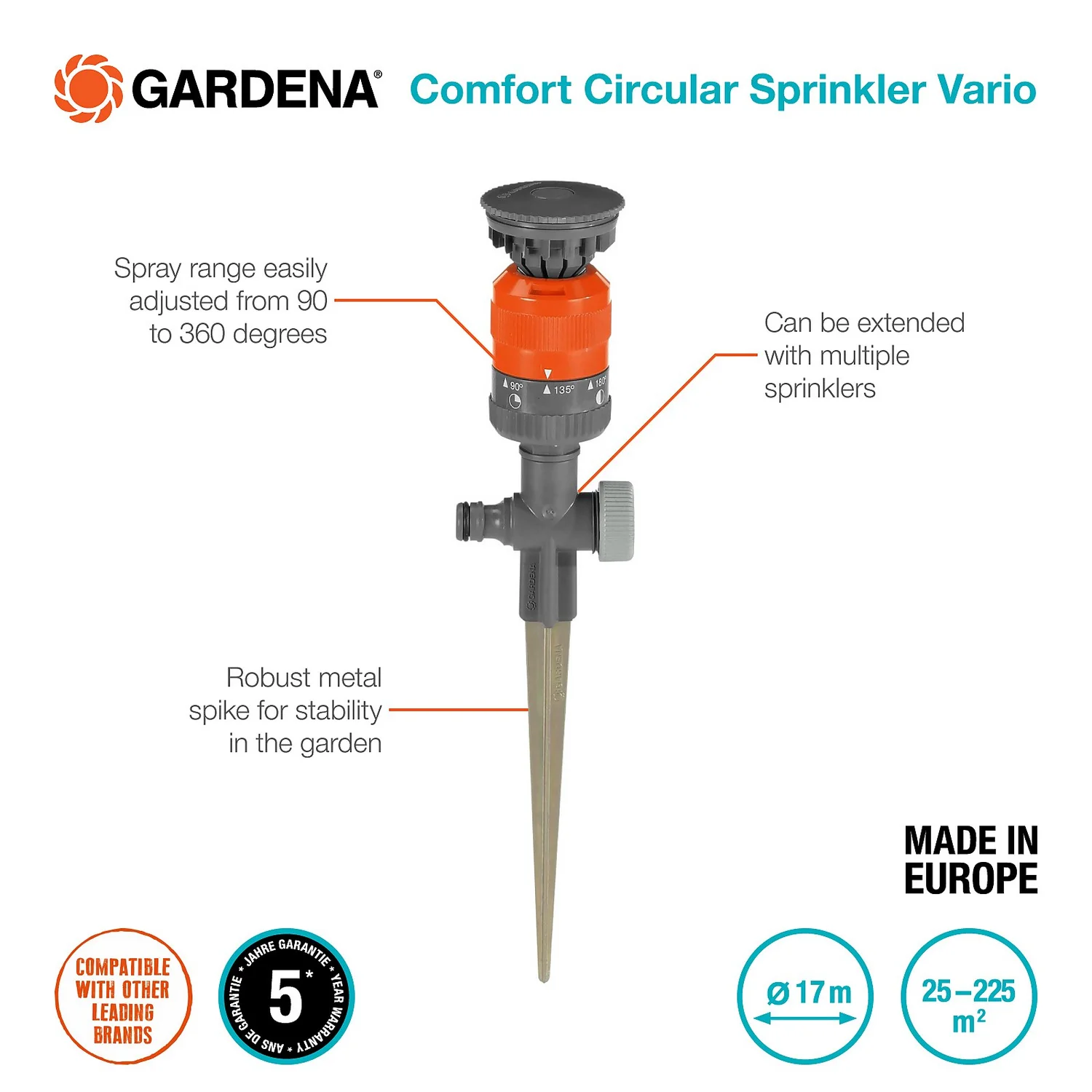Gardena Comfort Circular Sprinkler Vario Spike 7 Gardena Comfort Circular Sprinkler Vario Spike - Image 5