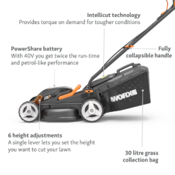 WORX 40V WG779E.1 Cordless Lawn Mower - 34cm -Garden Care Specialty Shop 13326413 2294944673153362