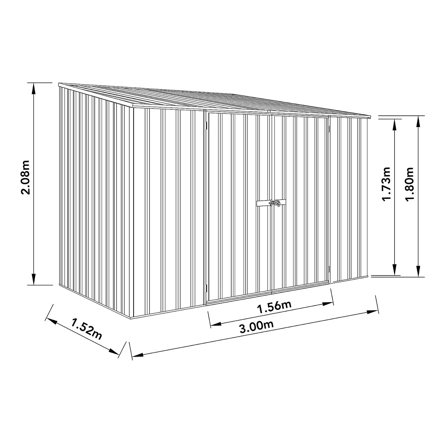 Absco 10 X 5ft Space Saver Metal Pent Shed - Zinc 5 Absco 10 X 5ft Space Saver Metal Pent Shed - Zinc - Image 3
