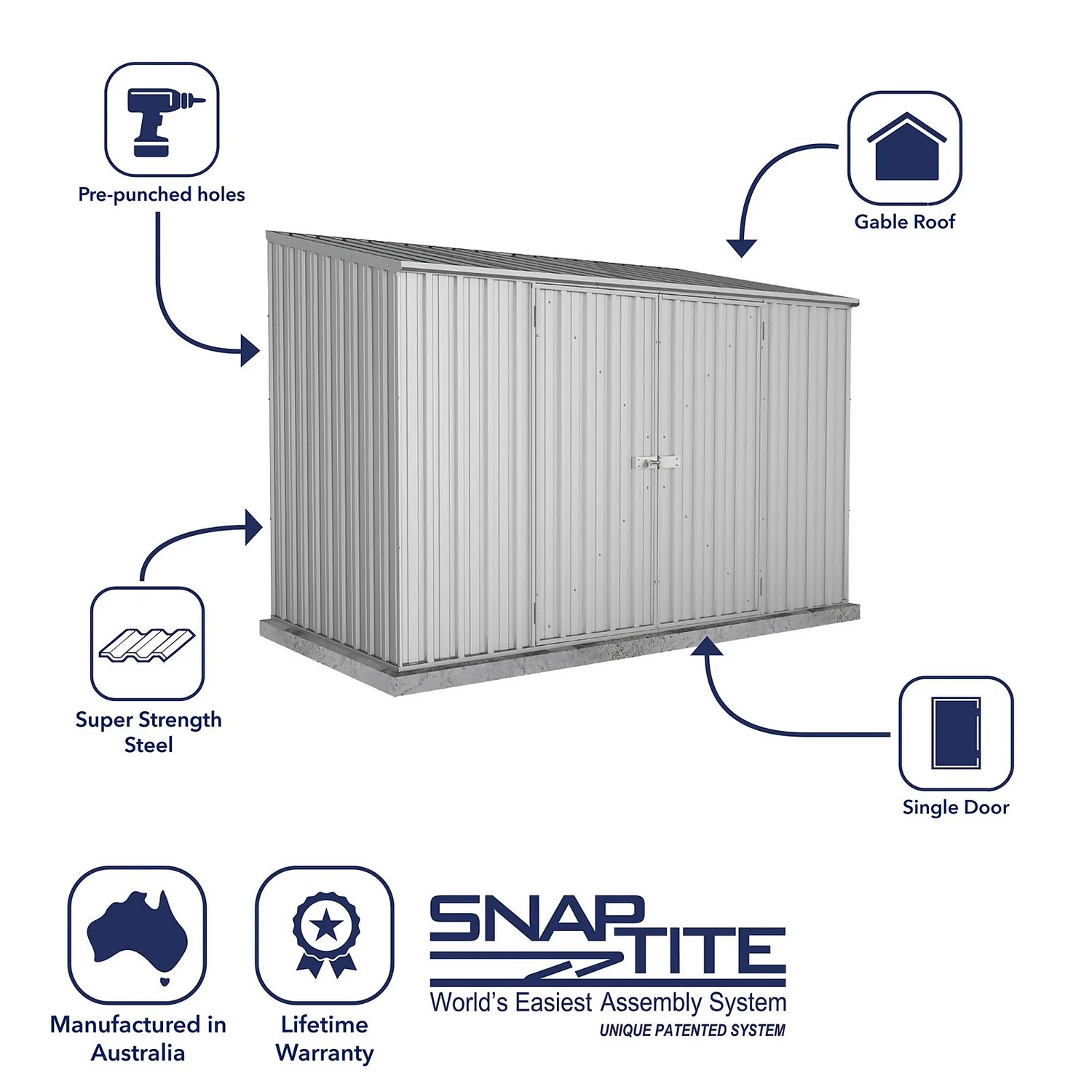 Absco 10 X 5ft Space Saver Metal Pent Shed - Zinc 4 Absco 10 X 5ft Space Saver Metal Pent Shed - Zinc - Image 2