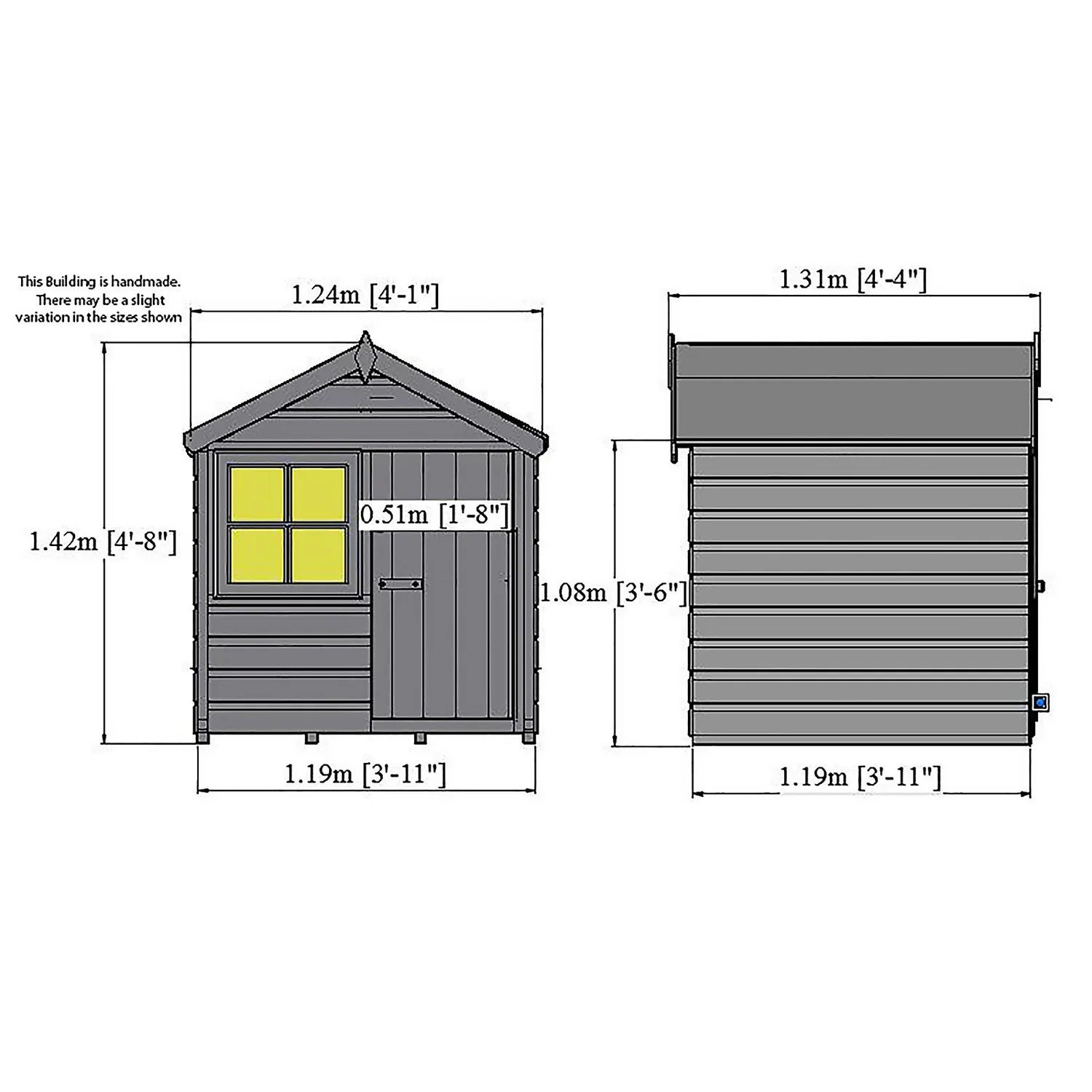 Shire 4 X 4ft Playhut Kids Wooden Playhouse 5 Shire 4 X 4ft Playhut Kids Wooden Playhouse - Image 3