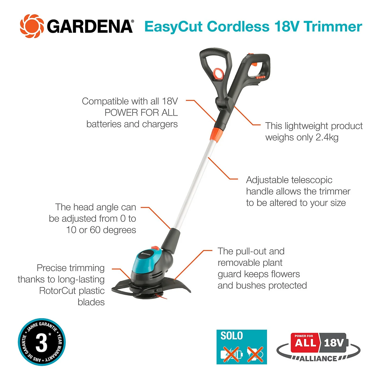 GARDENA EasyCut Cordless 18V Grass Trimmer 5 GARDENA EasyCut Cordless 18V Grass Trimmer - Image 3