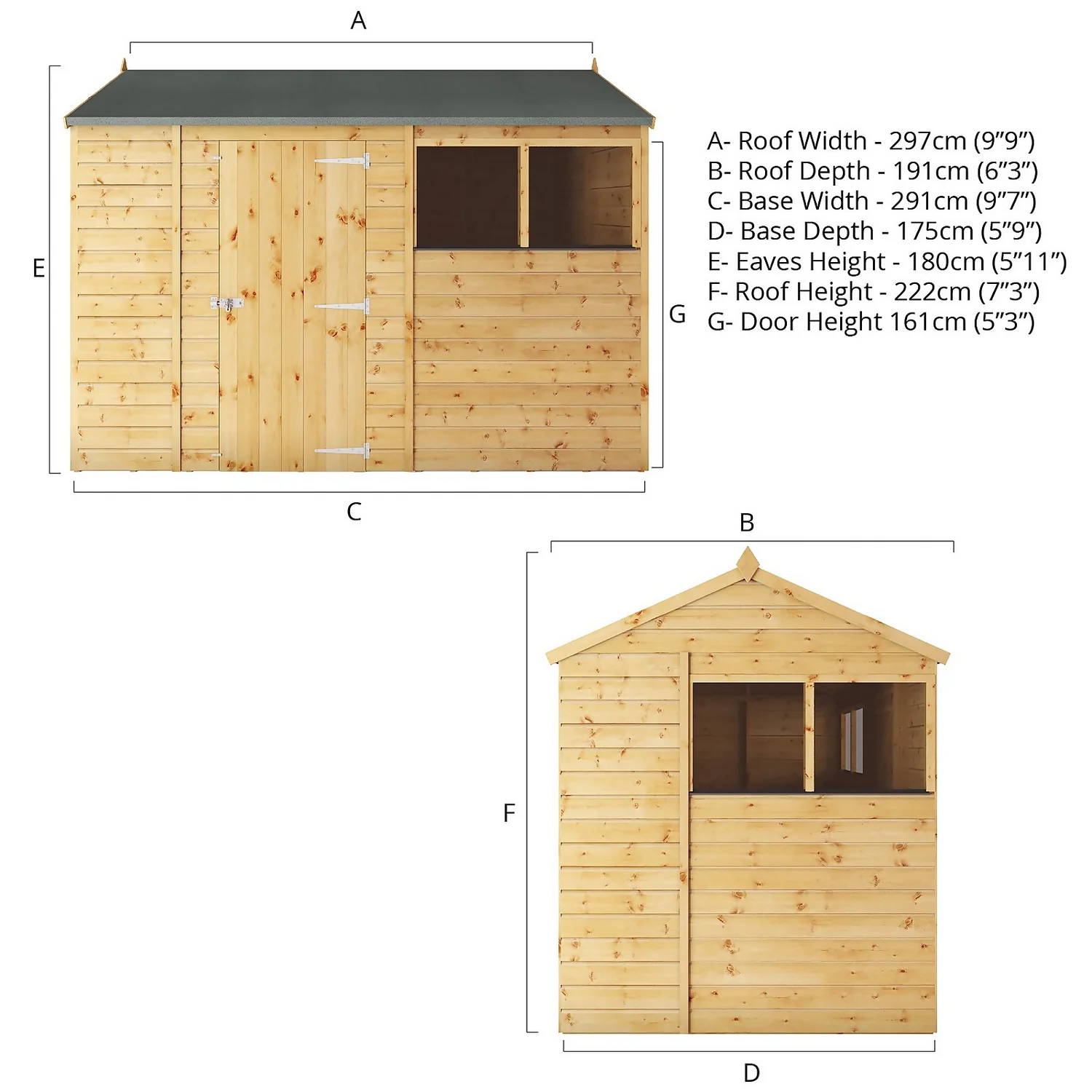 Mercia 10ft X 6ft Premium Shiplap Reverse Apex Shed - Including Installation 9 Mercia 10ft X 6ft Premium Shiplap Reverse Apex Shed - Including Installation - Image 7