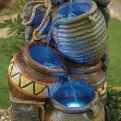 Stylish Fountain Pouring Pot Wall Water Feature With LEDs -Garden Care Specialty Shop 13846054 4034962027705207