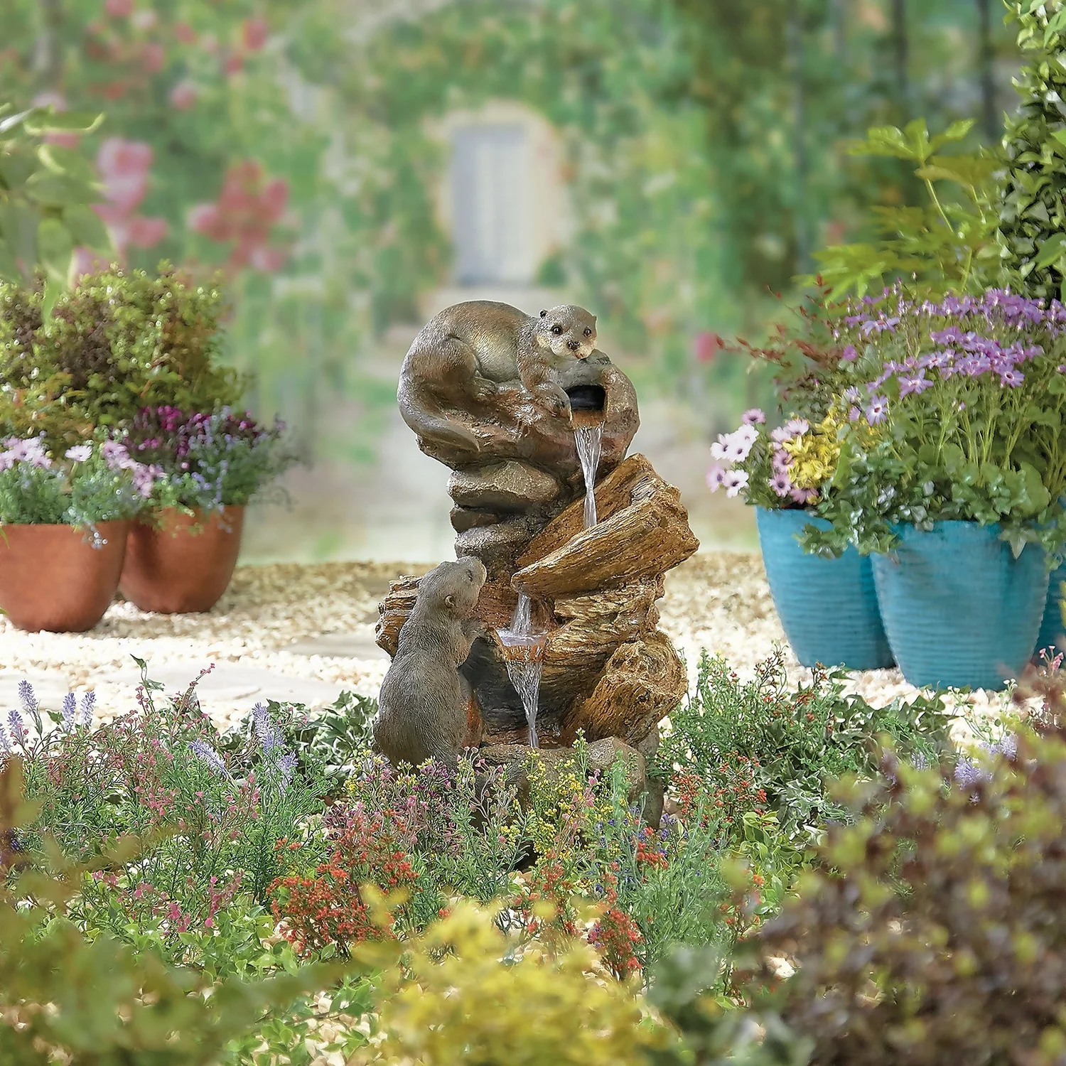 Stylish Fountain Otter Pools Water Feature With LEDs 4 Stylish Fountain Otter Pools Water Feature With LEDs - Image 2