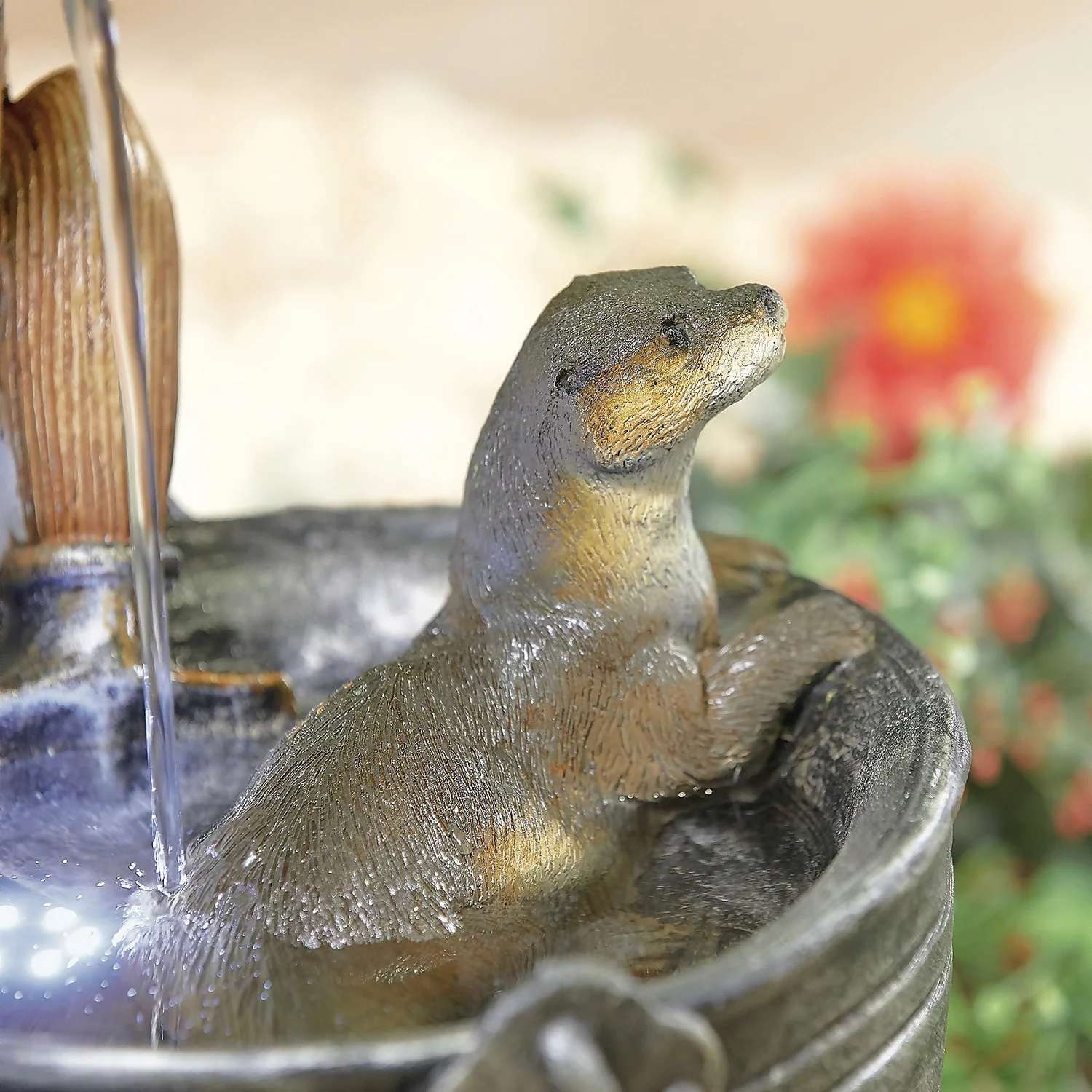 Stylish Fountain Playful Otters Water Feature With LEDs 7 Stylish Fountain Playful Otters Water Feature With LEDs - Image 5