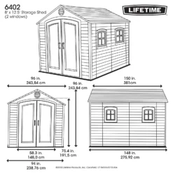 Lifetime 8x 12.5ft Plastic Outdoor Storage Shed - Installation Included 13 Lifetime 8x 12.5ft Plastic Outdoor Storage Shed - Installation Included -Garden Care Specialty Shop 13911313 4564978028037390