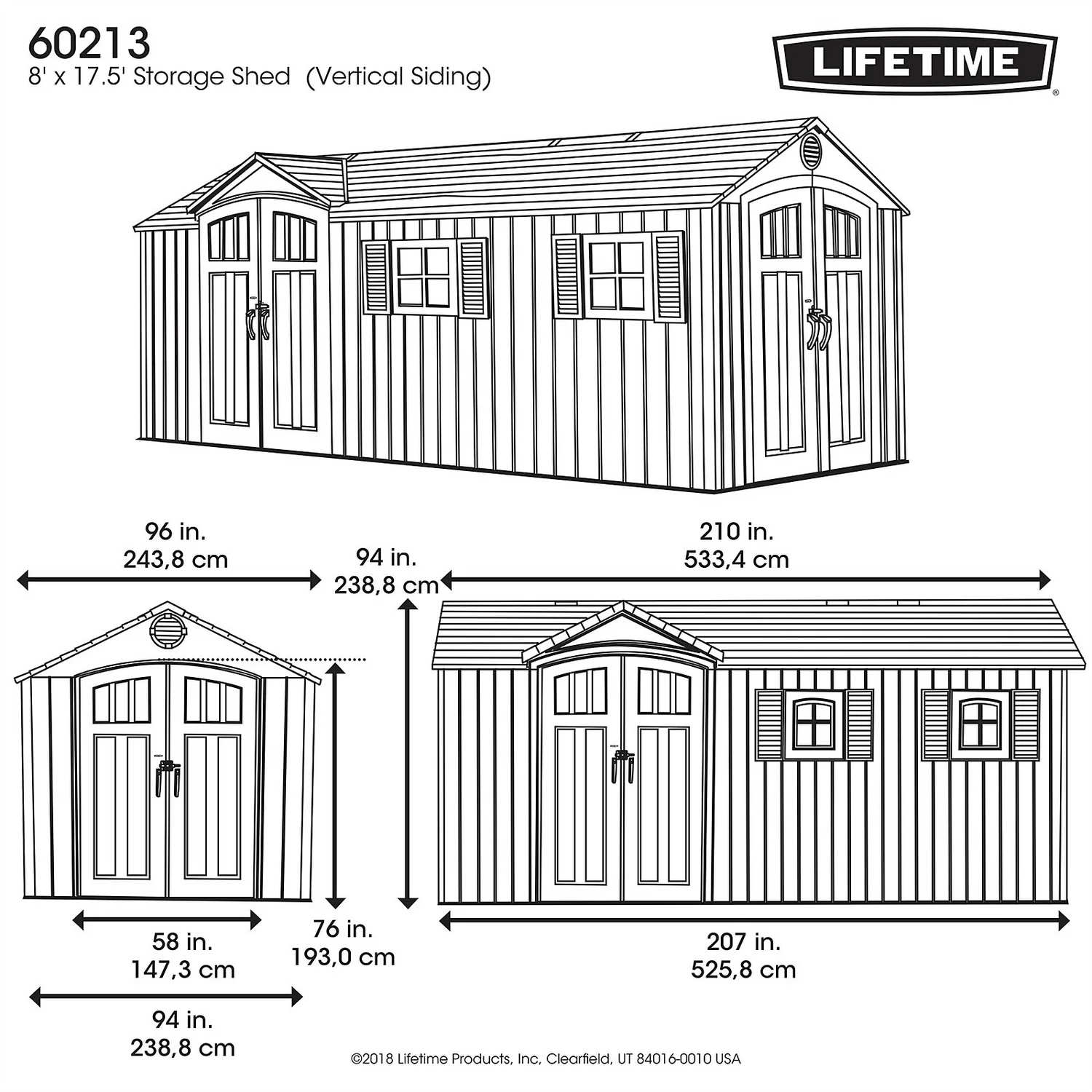 Lifetime 17.5 X 8ft Dual Entry Outdoor Storage Shed - Installation Included 10 Lifetime 17.5 X 8ft Dual Entry Outdoor Storage Shed - Installation Included - Image 8