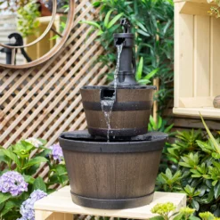 Stylish Fountain Whiskey Barrels Garden Water Feature -Garden Care Specialty Shop 13944159 7015005844786958