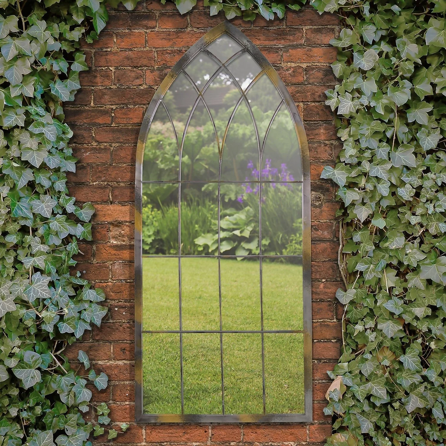 MirrorOutlet Rose Garden Rustic Arch Metal Garden Mirror- 115x50cm 3 MirrorOutlet Rose Garden Rustic Arch Metal Garden Mirror- 115x50cm
