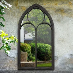 MirrorOutlet Black Somerley Chapel Arch Extra Large Metal Garden Mirror - 150x81cm 6 MirrorOutlet Black Somerley Chapel Arch Extra Large Metal Garden Mirror - 150x81cm -Garden Care Specialty Shop 13950566 1734987173070554