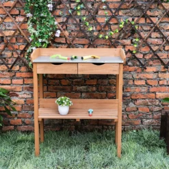 Garden Potting Bench With Two Drawers & Shelf -Garden Care Specialty Shop 13967031 1985014369148838