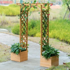 Homebase Wooden Garden Arched Trellis With Planters -Garden Care Specialty Shop 13967032 1555014369127463