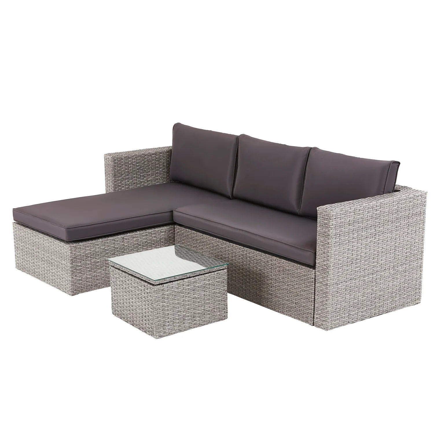 Alexandria Rattan Effect Garden Corner Sofa Set - Ash Grey 4 Alexandria Rattan Effect Garden Corner Sofa Set - Ash Grey - Image 2