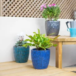 Chiswick Textured Pot Blue - 38cm -Garden Care Specialty Shop 13973623 3985011239462705