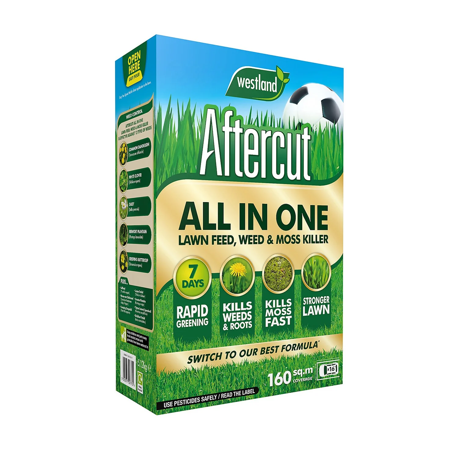 Aftercut All In One Lawn Feed, Weed & Moss Killer 160m2 Box 3 Aftercut All In One Lawn Feed, Weed & Moss Killer 160m2 Box
