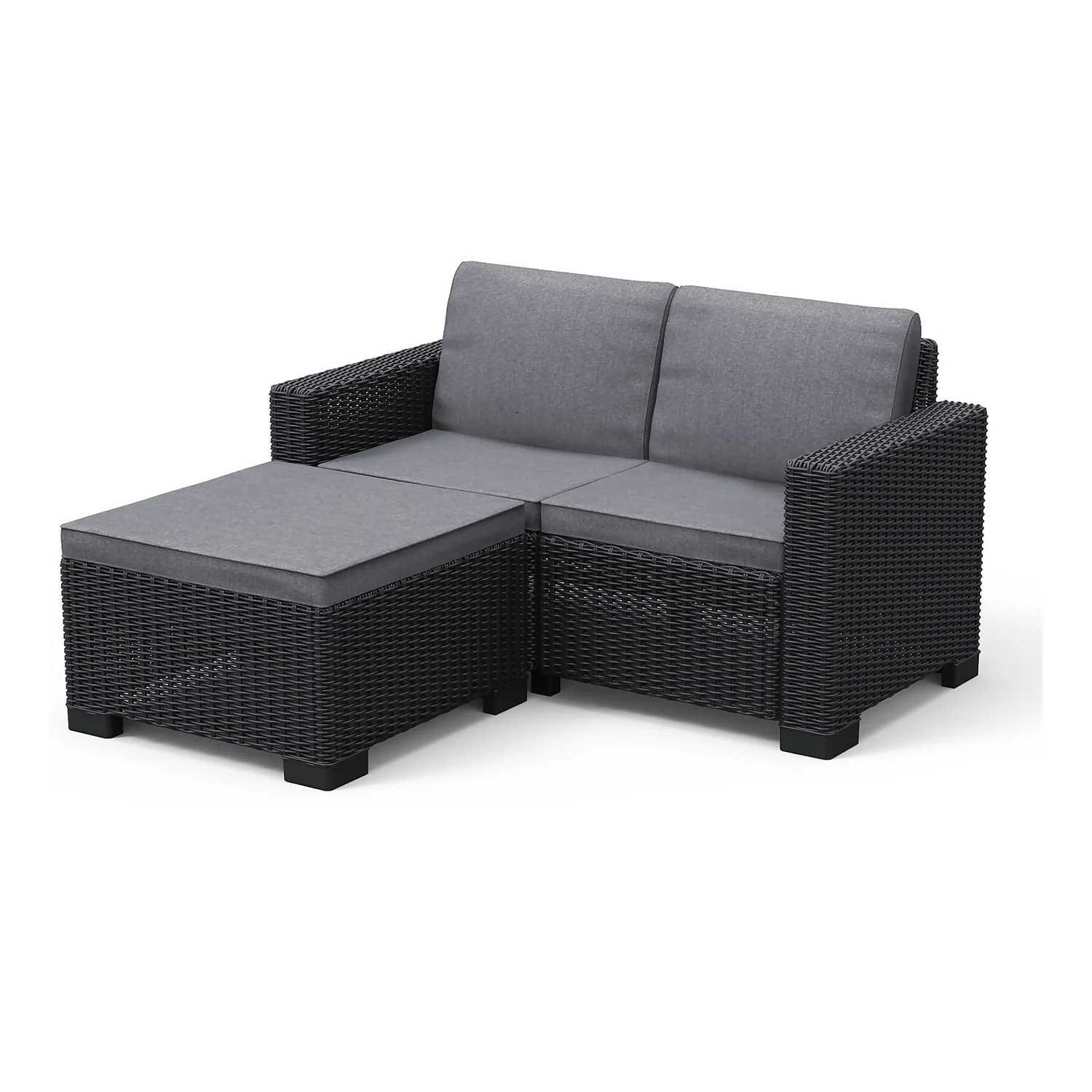 Keter California 2 Seater Outdoor Balcony Garden Furniture Chaise Lounge - Graphite With Grey Cushions 3 Keter California 2 Seater Outdoor Balcony Garden Furniture Chaise Lounge - Graphite With Grey Cushions