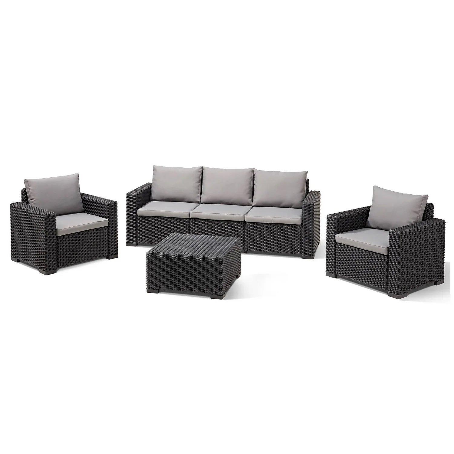 Keter California 5 Seater Outdoor Garden Furniture Sofa And Lounge Set - Graphite With Grey Cushions 3 Keter California 5 Seater Outdoor Garden Furniture Sofa And Lounge Set - Graphite With Grey Cushions