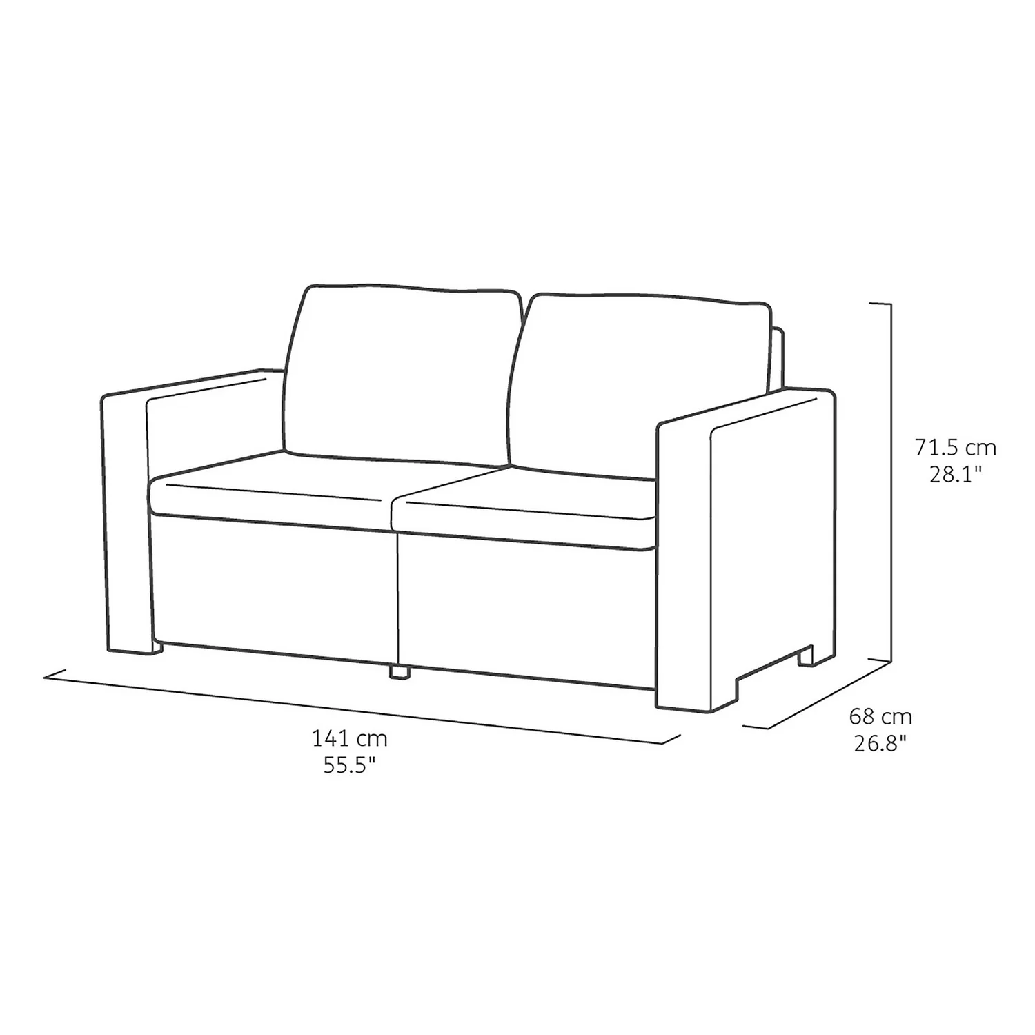 Keter California 5 Seater Double Sofa Outdoor Garden Furniture Lounge Set - Graphite With Grey Cushions 9 Keter California 5 Seater Double Sofa Outdoor Garden Furniture Lounge Set - Graphite With Grey Cushions - Image 7